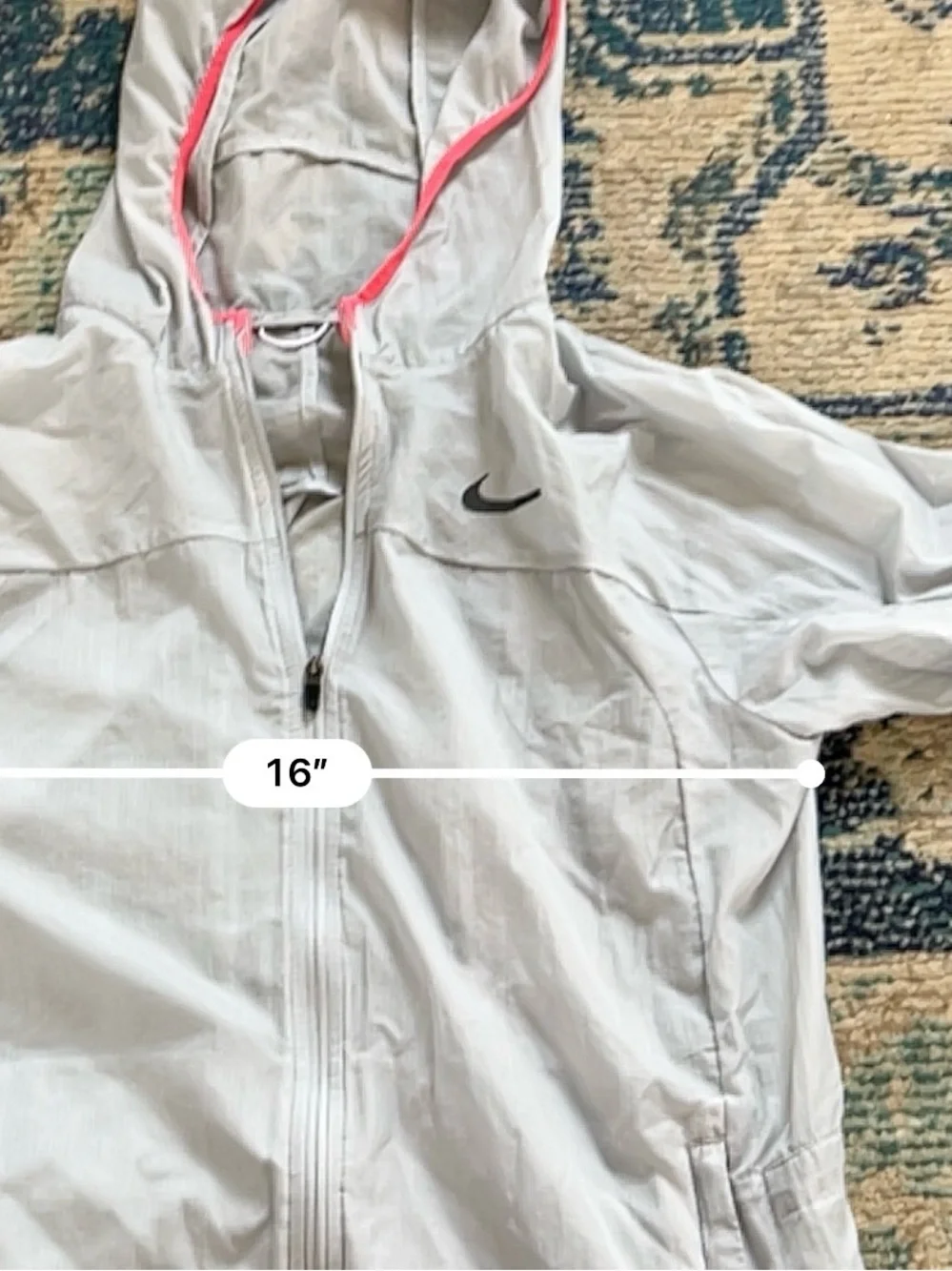 Nike Running Girls XL 14-16 Gray Hooded Windbreaker Reflective Jacket